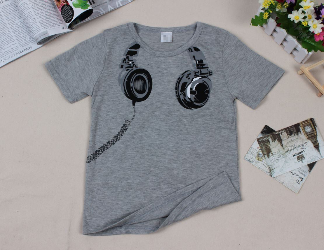 Children's Short-sleeved T-shirt With Earplugs Pattern