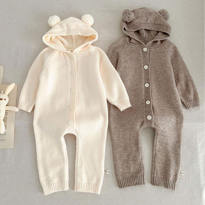 Western Style Cute Bear Ears Rabbit Ears Hooded Romper