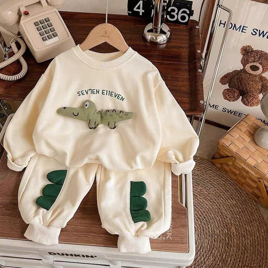 Western Style Little Dinosaur Suit Boys And Girls Two-piece Set