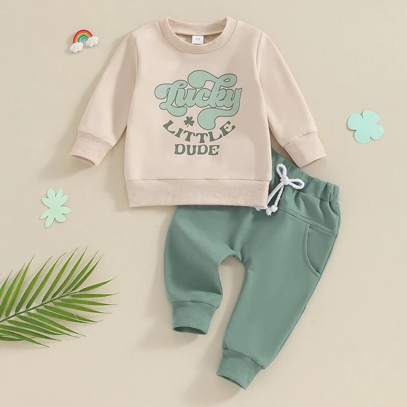 Crew Neck Pullover Sweatshirt Sweatpants Suit