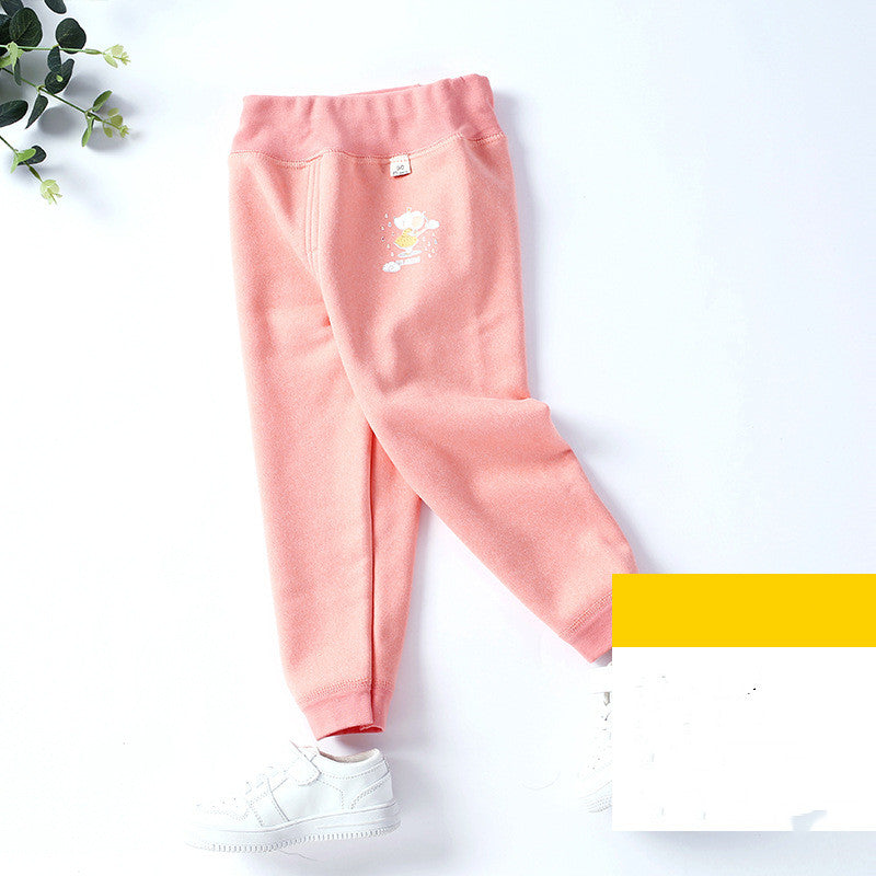 Children's solid color plus velvet leggings