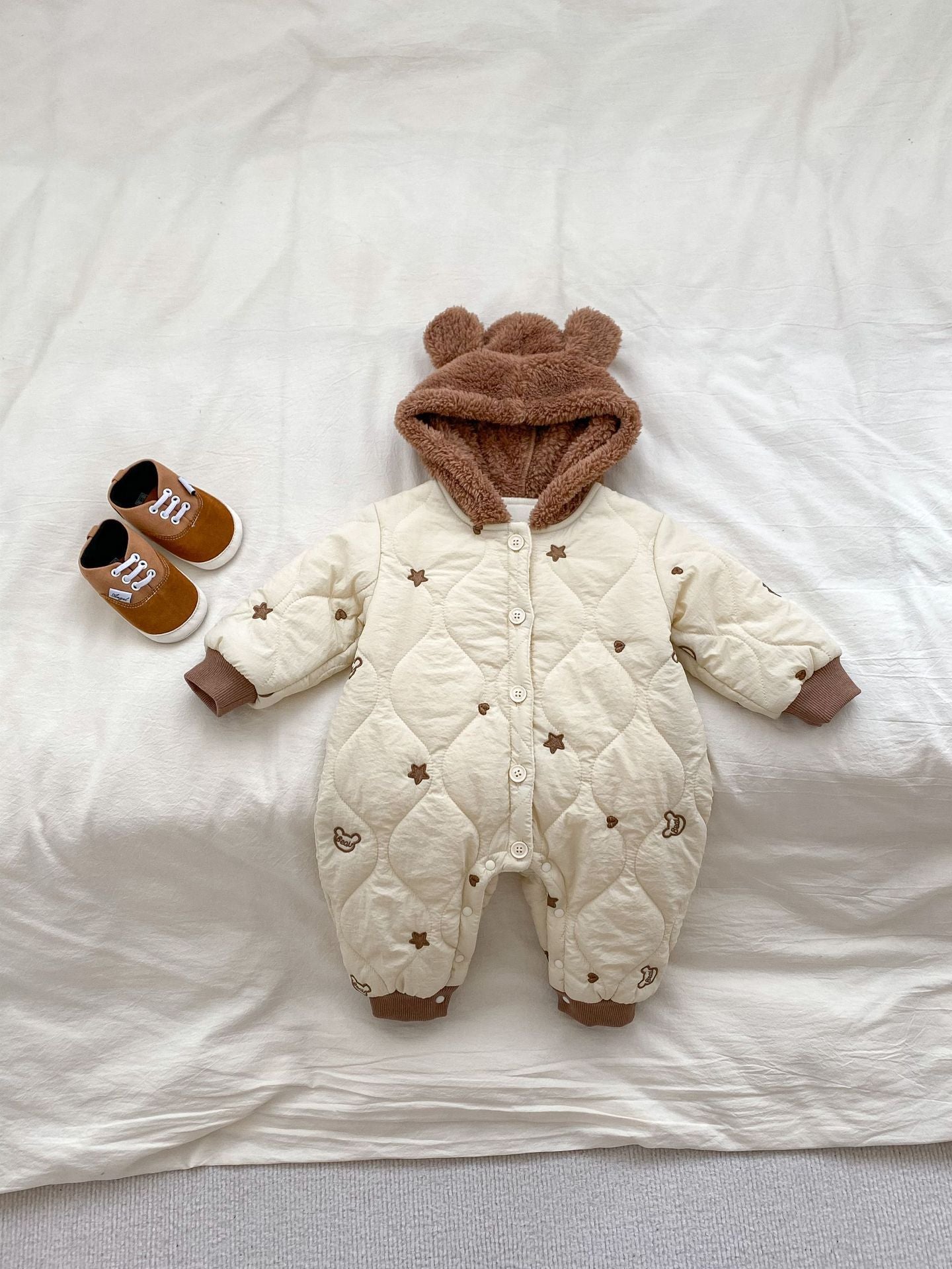 Baby Winter Thickened Warm Jumpsuit Hooded Romper