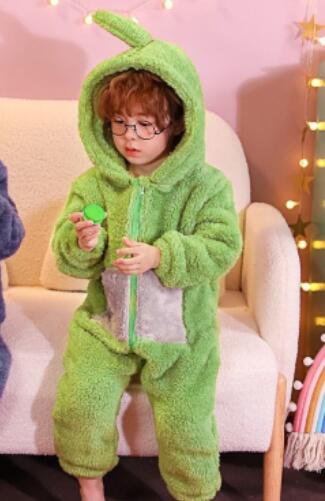 Coral Fleece Boys And Girls Anti-kick Thickened Home Pajamas