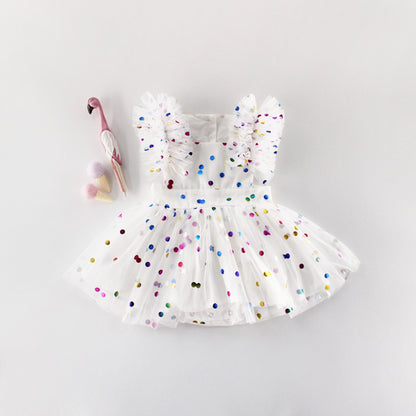 Summer Girls  Baby Hundred Days Clothes Hot Printing Mesh Cotton Triangle Romper