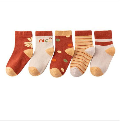 Five Pairs Of Socks For Infants, Small, Medium And Big Children