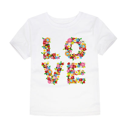 Children's Clothing Cartoon Knitted Heat Press Round Neck T-shirt