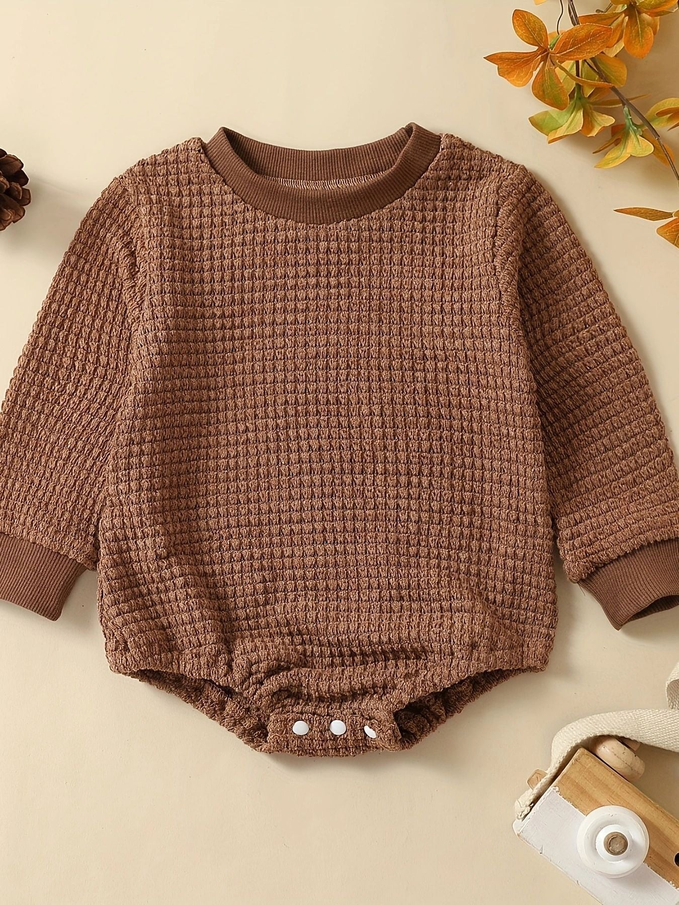 Infant Neutral Autumn Long Sleeve Multicolor Triangle Rompers