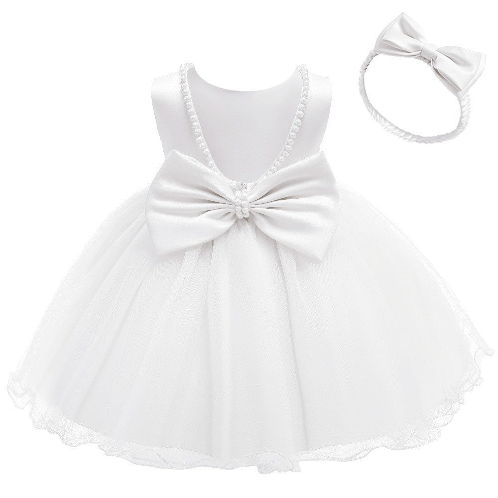 Girls Bow Sleeveless With Headdress Dress