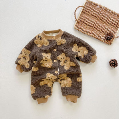 Baby Jumpsuits Autumn And Winter Lamb Fur Bear