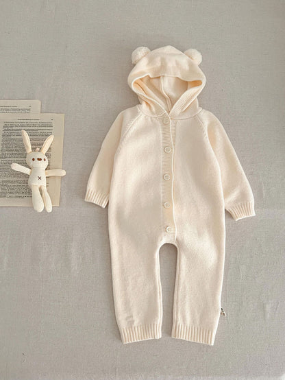 Western Style Cute Bear Ears Rabbit Ears Hooded Romper