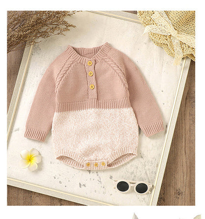 Matching Jumpsuit Infant Long Sleeve Siamese Triangle Rompers