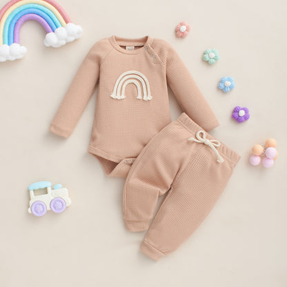 Winter Infant Toddler Five-color Rainbow Romper Two-piece Set