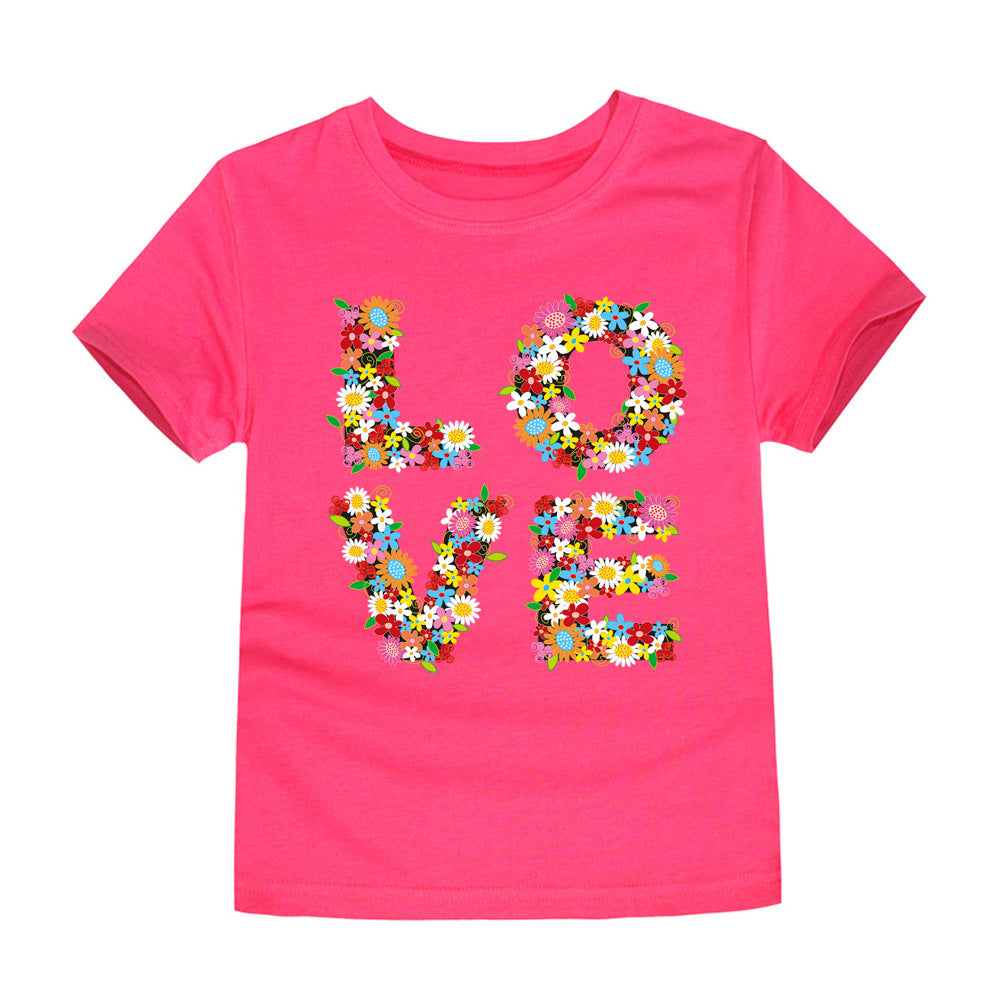 Children's Clothing Cartoon Knitted Heat Press Round Neck T-shirt