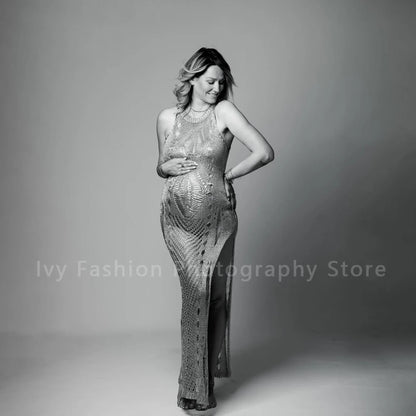 Maternity Photography Props Dresses Sexy Knitted Crochet Long Dress For Photo Shoot