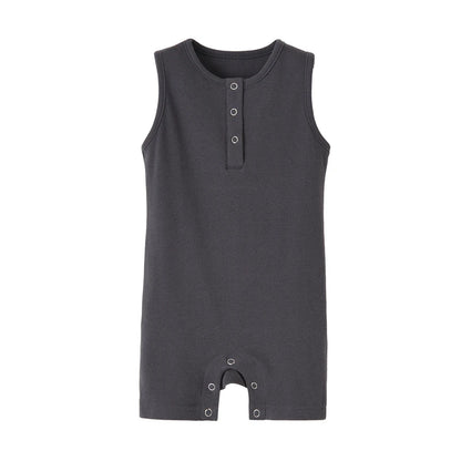 Baby Summer Rompers Ribbed Infant Boys Girls Sleeveless Jumpersuit