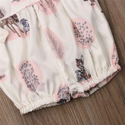 Baby Girl Deer Flower Cotton Soft Romper Girls Jumpsuit Fashion Infant Clothes