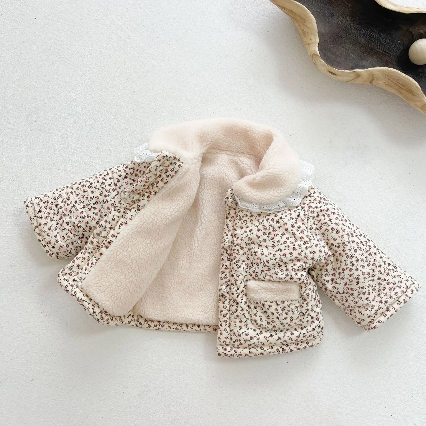 Thick Lamb Lace Collar Infant Toddler Coat Baby Outwear