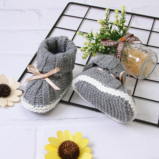 FlutterStep Knit Boots – Cozy Butterfly Knot Slip-Ons