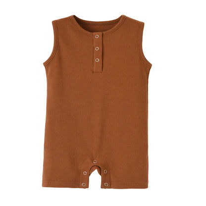 Baby Summer Rompers Ribbed Infant Boys Girls Sleeveless Jumpersuit