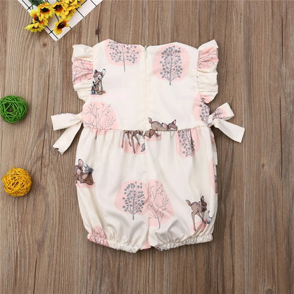 Baby Girl Deer Flower Cotton Soft Romper Girls Jumpsuit Fashion Infant Clothes