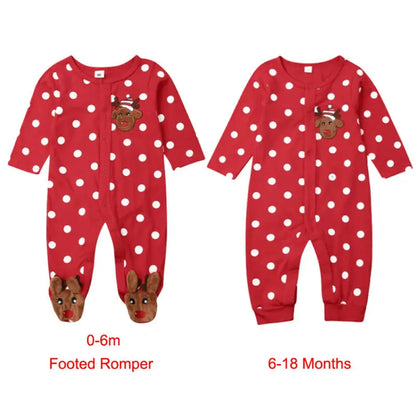 My First Christmas Baby Boy Girl Cartoon Deer Red  Rompers