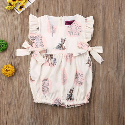 Baby Girl Deer Flower Cotton Soft Romper Girls Jumpsuit Fashion Infant Clothes