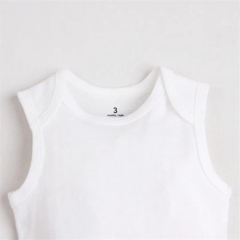 Baby Gilr Boy Clothes Summer Sleeveless Newborn  White Color Baby Bodysuits