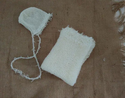 Newborn photography props,lace wrap with matching hat,stretch super fluffy,baby soft