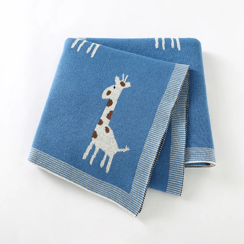 CozySprout  Giraffe Knit Baby Blanket – Plush Plaid Wrap