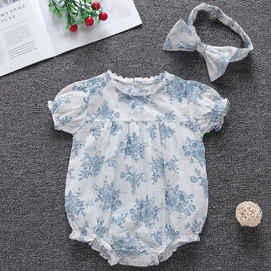 Baby Girls Flower Cotton Jumpsuit One piece Outfit Newborn Baby Romper