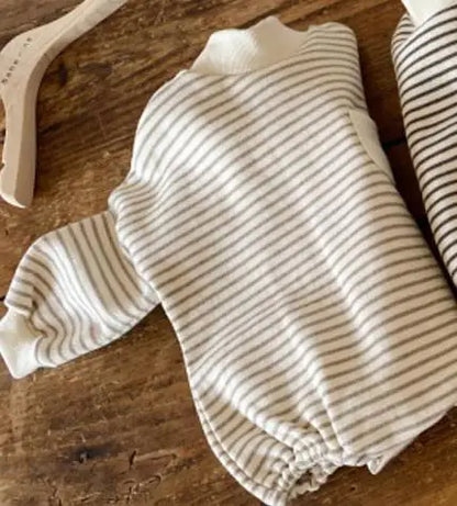 Bodysuit Infant Fashion Striped Clothes Baby Girls Boys Casual High Collar Jumpsuit