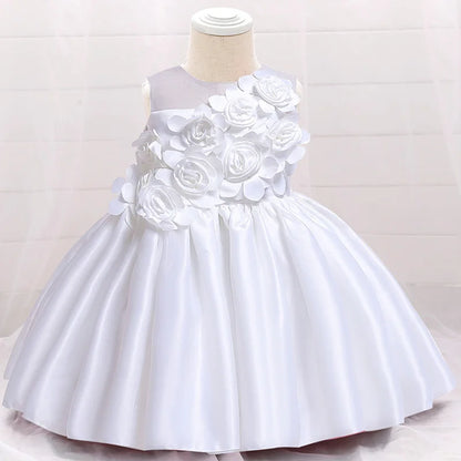 Girls Dress Kids Flowers Formal Evening Prom Gown Clothes Princess Costume