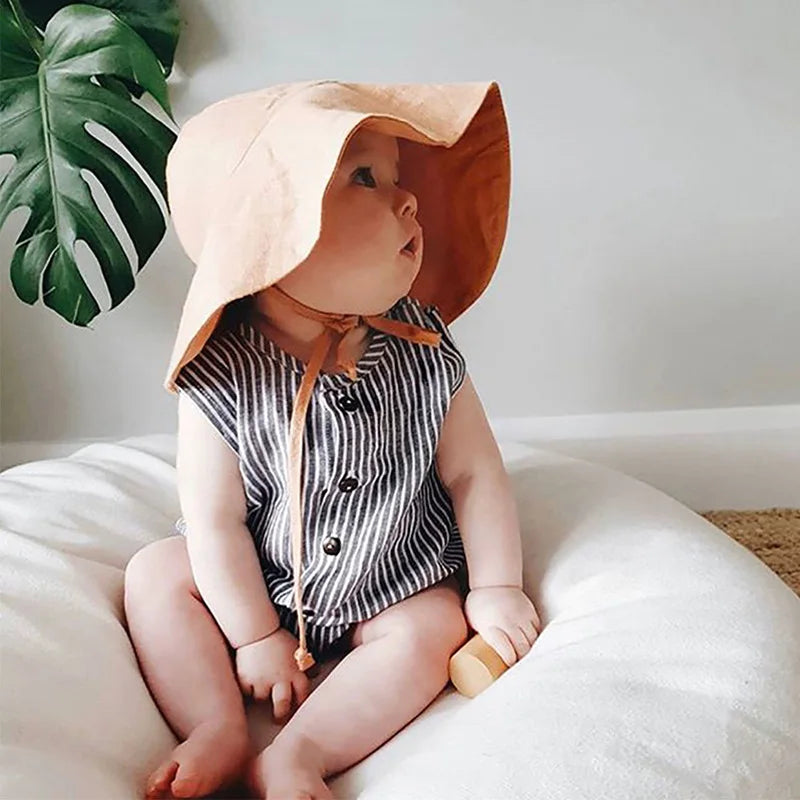 Baby Sun Hat Summer Spring Kids Bucket Hat for Girls Boys Cotton Linen Cap