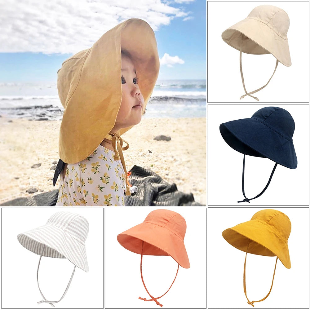 Baby Sun Hat Summer Spring Kids Bucket Hat for Girls Boys Cotton Linen Cap