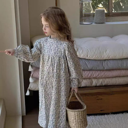 Spring And Autumn New Long Sleeve Princess French Floral Skirt