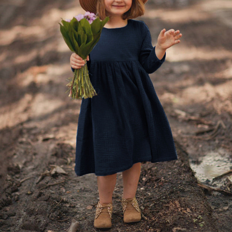 Western Style Cute Double-layer Gauze Long Sleeve Baby Dress