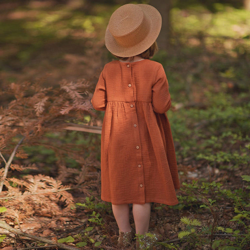 Western Style Cute Double-layer Gauze Long Sleeve Baby Dress