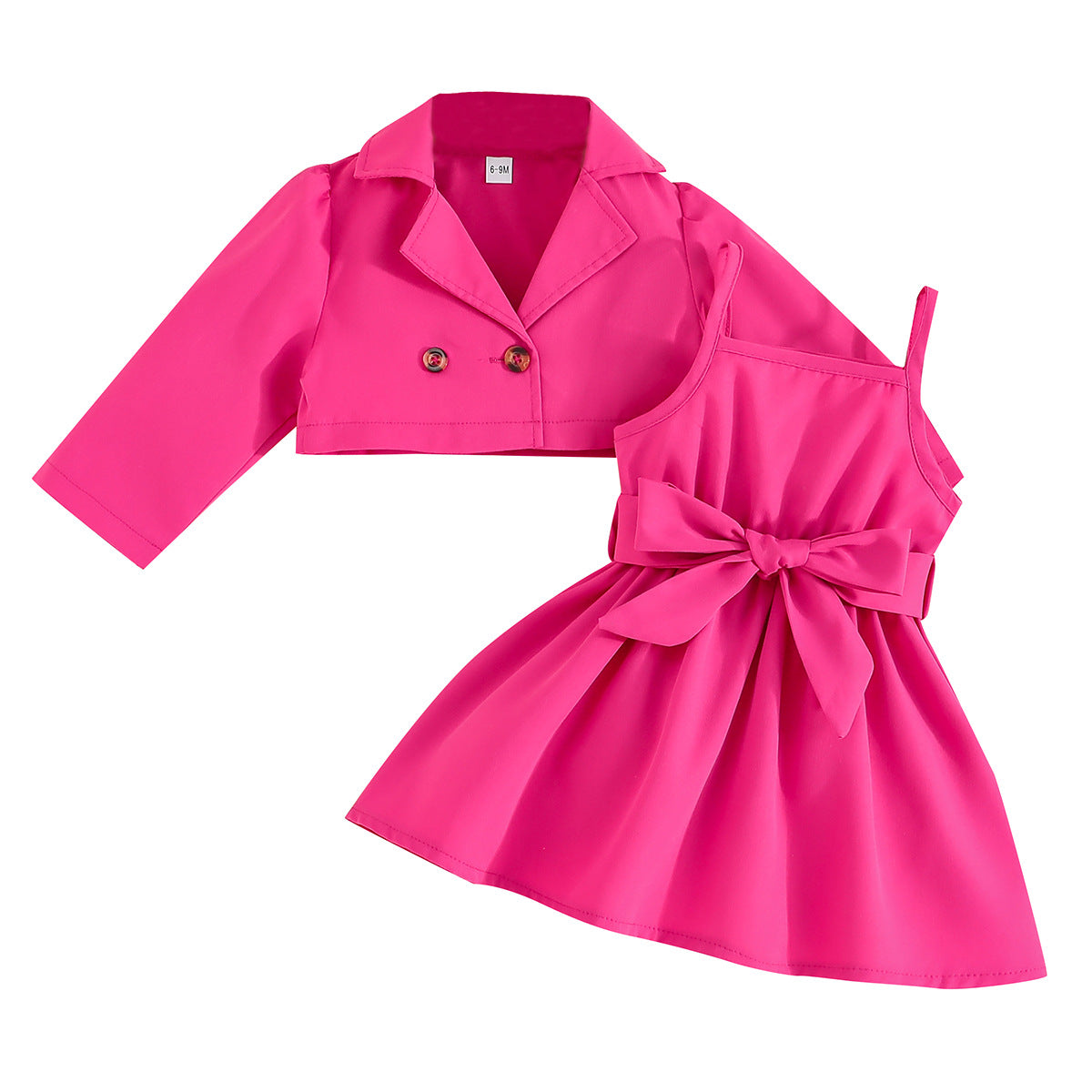 Suit Jacket Solid Color Suspender Skirt Two-piece Suit For Children