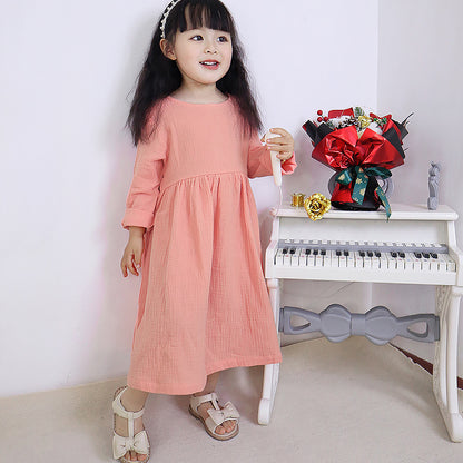 Western Style Cute Double-layer Gauze Long Sleeve Baby Dress