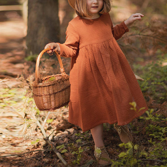 Western Style Cute Double-layer Gauze Long Sleeve Baby Dress