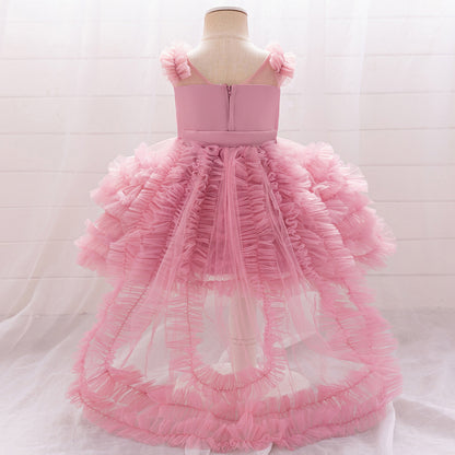 New Children's Sleeveless Mesh Long Dress