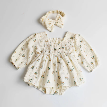 Floral Ruffle Baby Girls Clothes Bodysuit & One Piece Kids Baby Birthday Princesses Dress