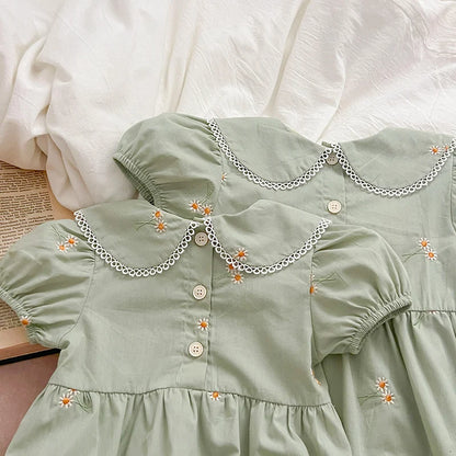 Baby Girl Clothing Newborn Baby Girl Romper Short Sleeved Cotton Embroidery Suit