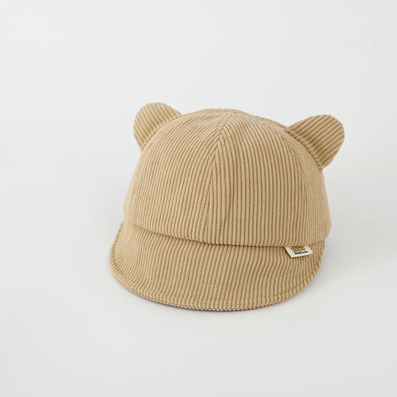 Baby Cute Cartoon Ribbed Peaked Cap Boy Warm Corduroy Baseball Hat