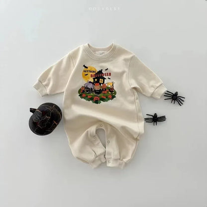 Baby Halloween Romper Long Sleeve Newborn Pumpkin Print Jumpsuit