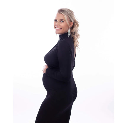 Maternity Photography Gown Sexy Fashionable Black Stretch Cotton Floor Length Dress