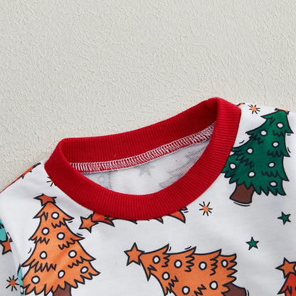 Toddler Girls Boys Christmas Tree Print Sweatshirt and Elastic Waist Pants