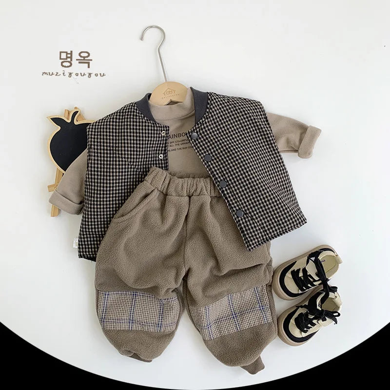 Winter Fleece Pants Boys Girls Fashion Soft Clothes Warm Trousers