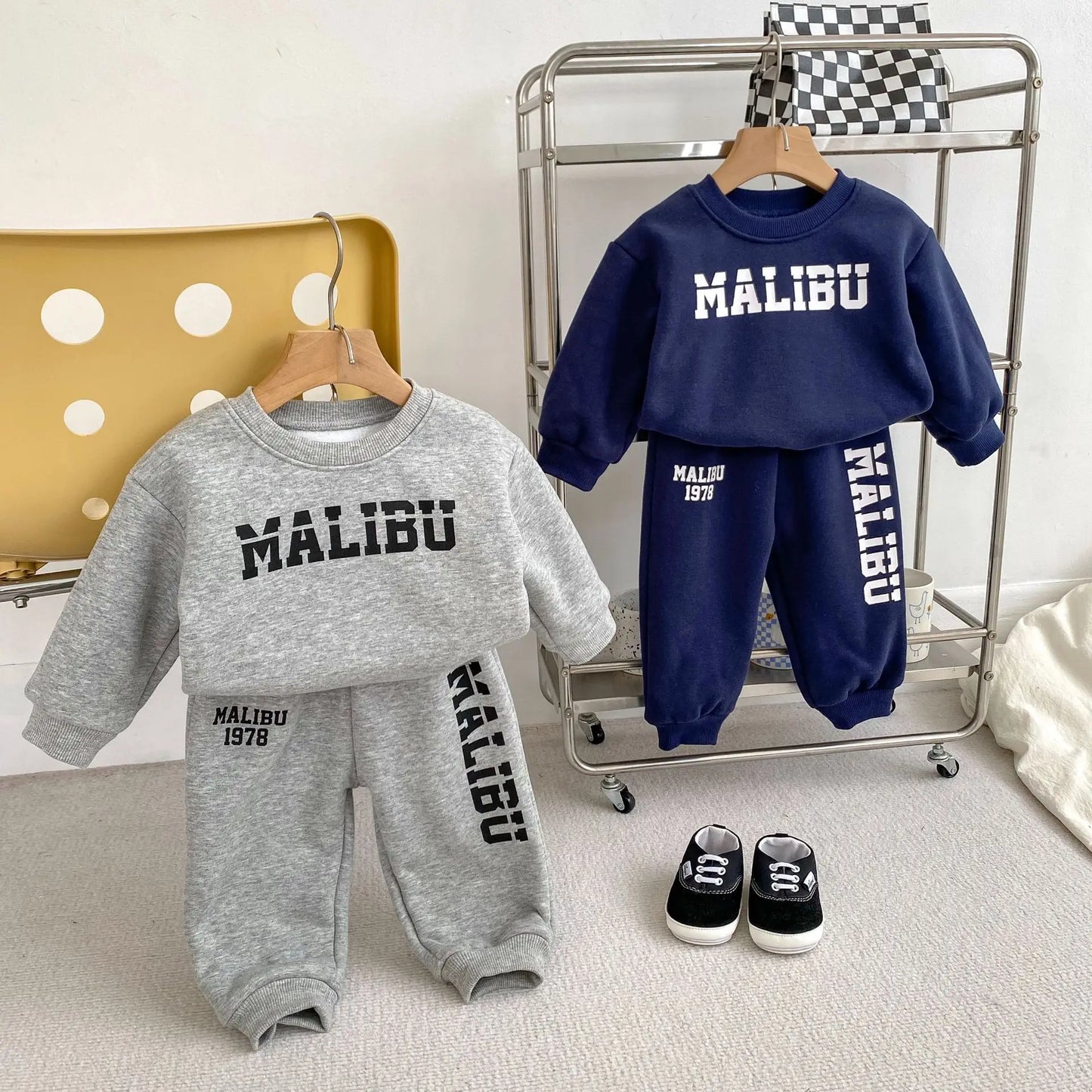 Baby Warm Clothes Set Letter Print Children Fleece Sweatshirt + Pants 2pcs Suit