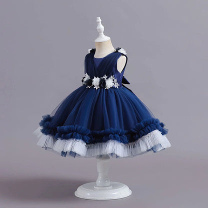 Dress Layered Tulle Kids Girl Ball Gowns Elegant Toddler Clothes For Pageant Ceremony